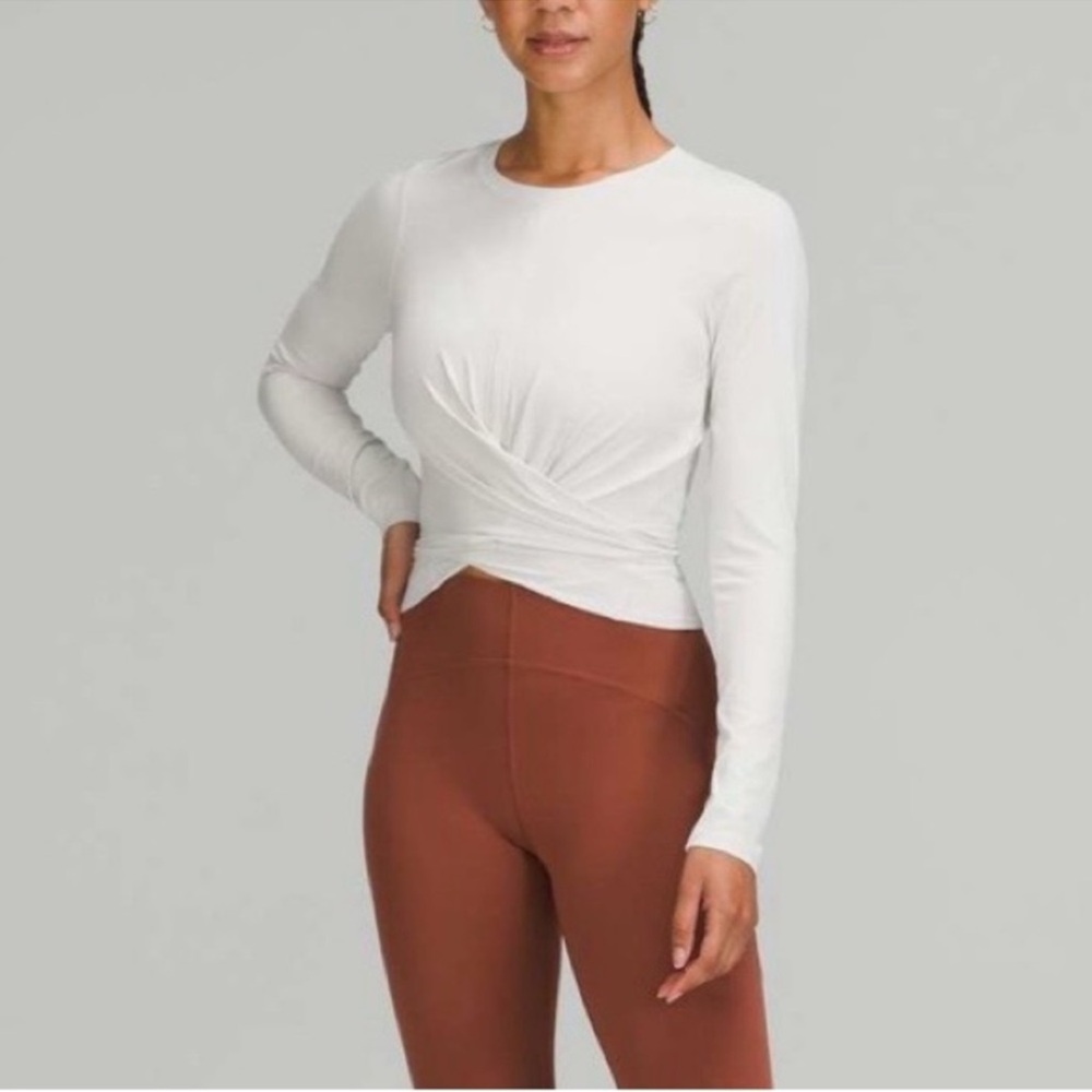 Lululemon Nulu Time to Restore Front Tie Long‎ Sleeve Shirt - 8 - White Opal